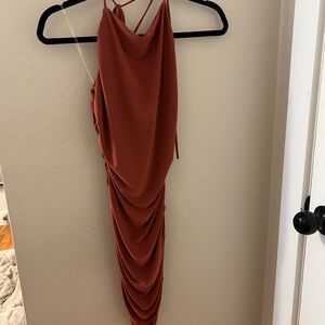 Sabora Red Sleeveless Cowl Neck Gown